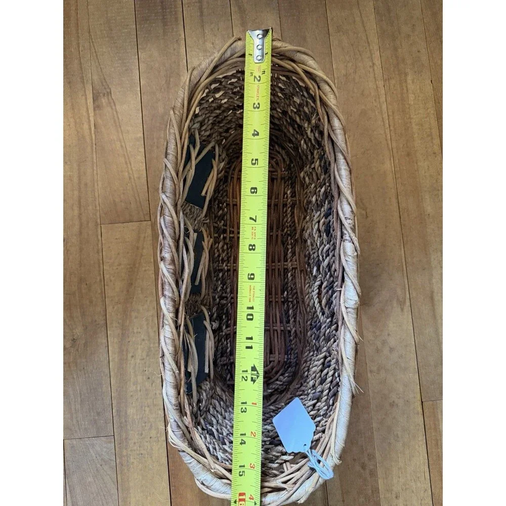 Wicker Oval Decorative Basket Nautical Tile Accents Brown Multicolor 16